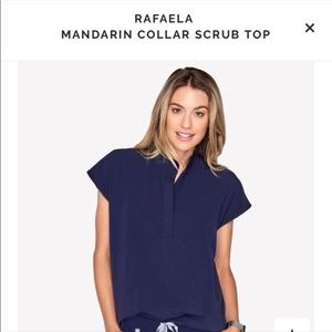 NWOT Figs Rafaela Mandarin Collar Scrub Top Navy